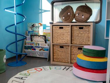 Play area inside a bus